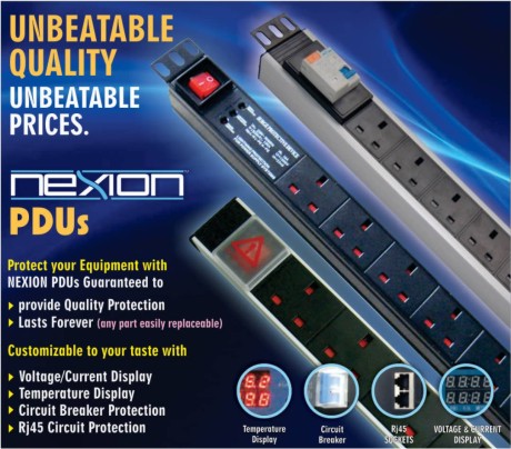 20-WAY PDU, 4xC19+16xC13 SOCKETS, 32A PLUG + BREAKER, SURGE PROTECTION + VOLTAGE & CURRENT METER