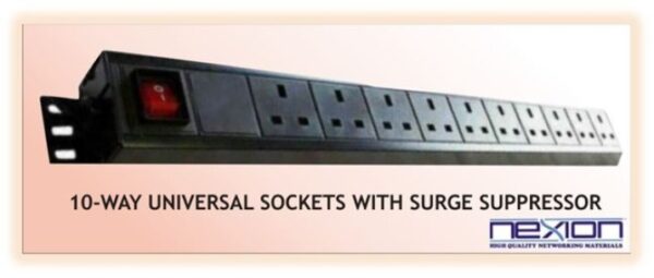 10-WAY SWITCHED PDU, UNIVERSAL SOCKETS WITH SURGE PROTECTION